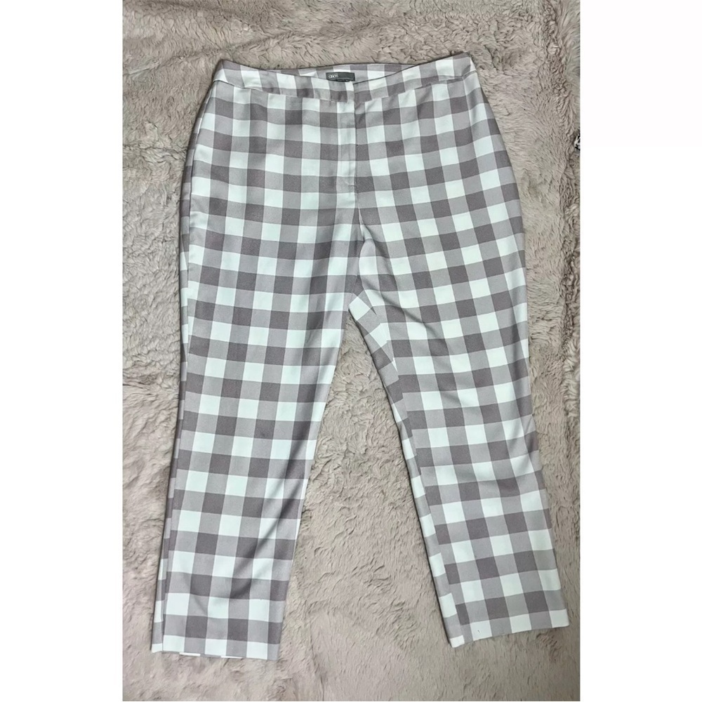 ASOS Pink White Gingham Plaid Slim Tailored Trousers Pants Size 14 - Picture 7 of 7